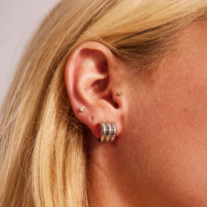 Silver Hoop Earrings on Model's Ear