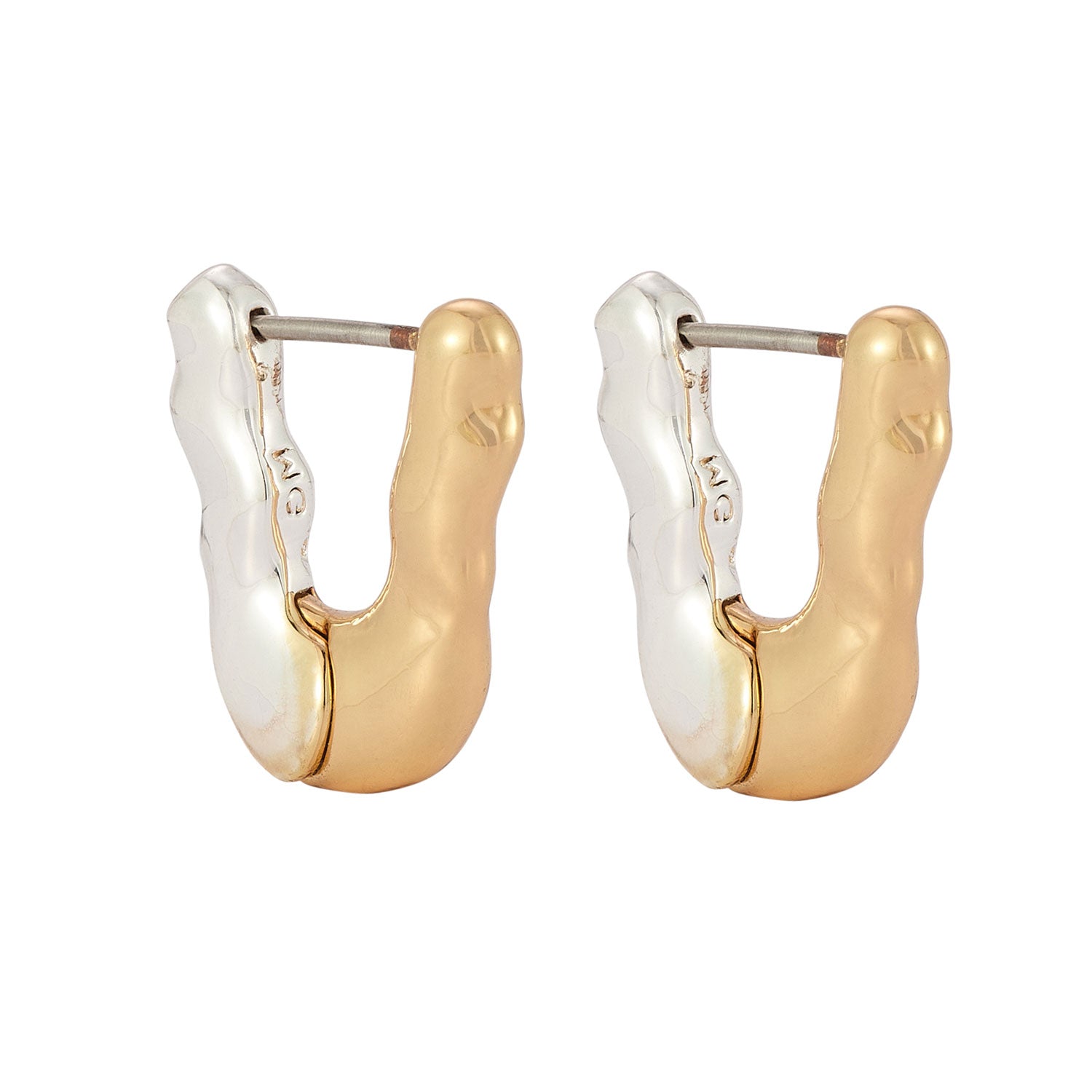 Silver and Gold Mixed Metal Hoop Earrings on Flat White Background