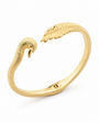 A gold-toned open cuff ring featuring sculpted eagle heads at each end, photographed on a clean white background.