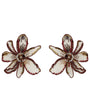 floral embroidered statement earrings against a white background