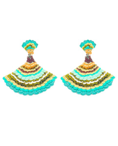 Sequin Embroidered Earrings on White Background