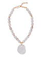 White shell shaped pendant on semi precious stone necklace