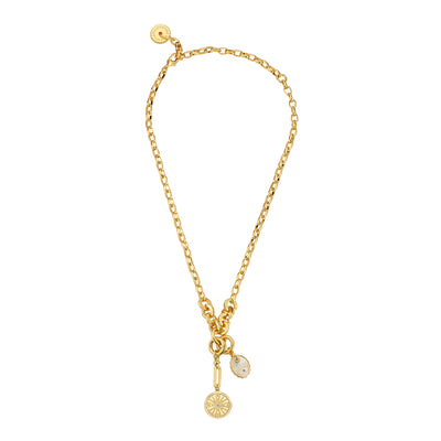 Gold Necklace with Charm Pendants 