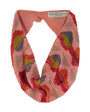 Colorful beaded scarf with 'Mignon ne Gavigan' label on a white background