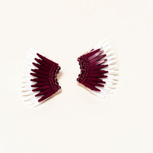 Mini Madeline Earrings Maroon White