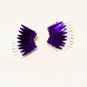 Mini Madeline Earrings Purple White