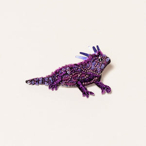Horned Frog Brooch Purple