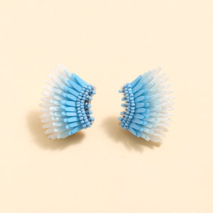 Triple Layered Micro Madeline Earrings Baby Blue White