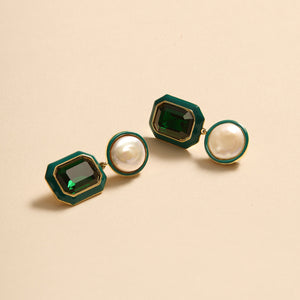 Francesca Double Drop Earrings Emerald