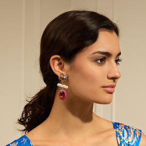 Bonnie Linear Earrings Magenta