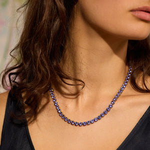 Georgie Crystal Necklace Purple