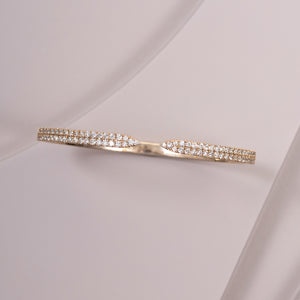 14k Gold & Diamond Two Row Bangle Bracelet