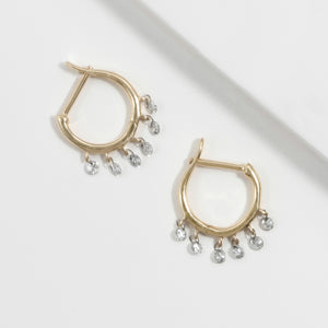 18k Gold & Diamond Dangle Hoop Earrings