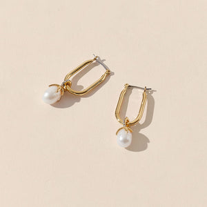 Renata Pearl Hoop Earrings White Gold
