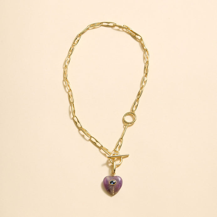 Edyth Heart Necklace Purple