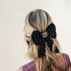 Grace Crystal Bow Hairclip Black Multi