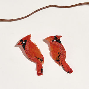 Cardinal Earrings Deep Red