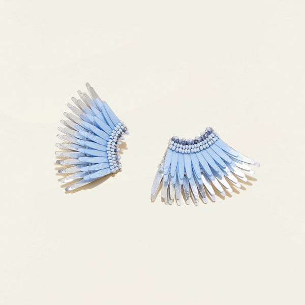 Mini Madeline Earrings Carolina Blue – Handmade Sequin Beaded Wing