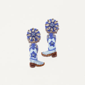 MG x HerStory Cowgirl Boot Drop Earrings Blues