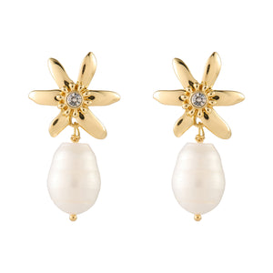 Elena Pearl Drop Earrings White Gold