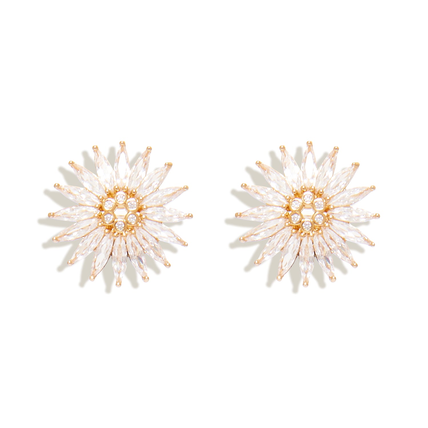 Clear Crystal Stud Earrings on Flat White Background