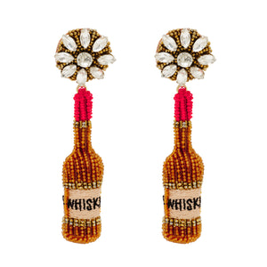 Whiskey Bottle Earrings Brown