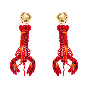 Lobster Drop Earrings Red