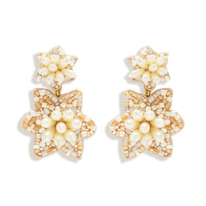 Camellia Pearl Drop Earrings Cream