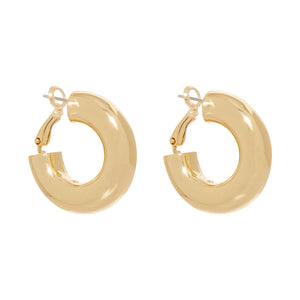 Gold Hoop Earrings on Flat White Background