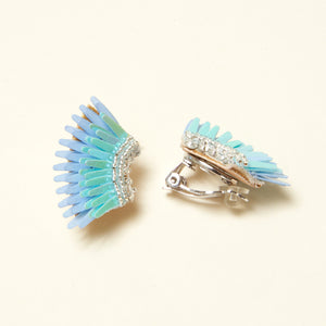 Micro Madeline Clip On Earrings Metallic Blue
