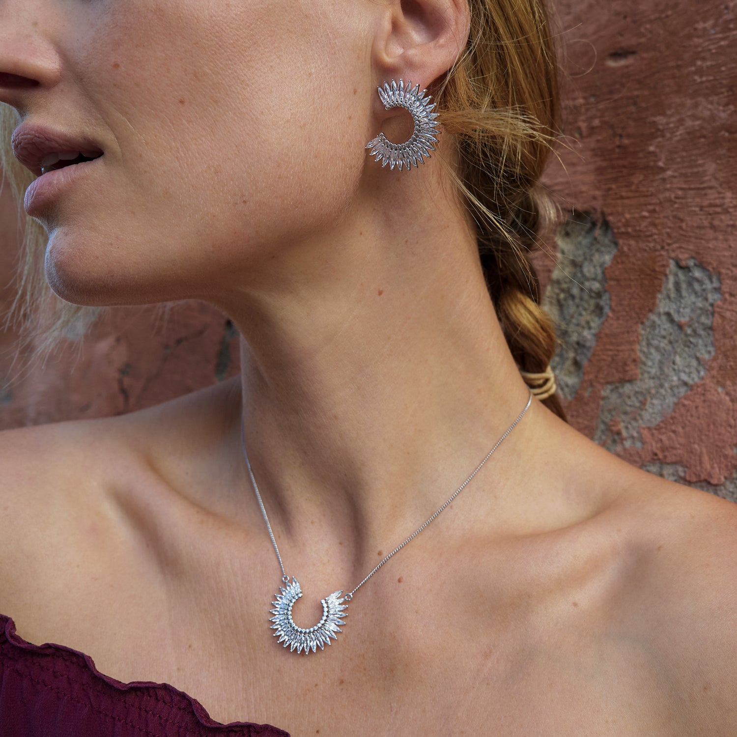 Mignonne Gavigan Crystal Madeline Hoop Earrings Clear
