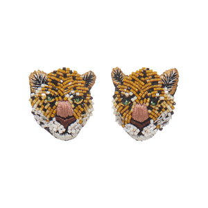Mignonne Gavigan Leopard Stud Earrings in nude and black