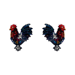 Gamecock Stud Earrings Red Multi