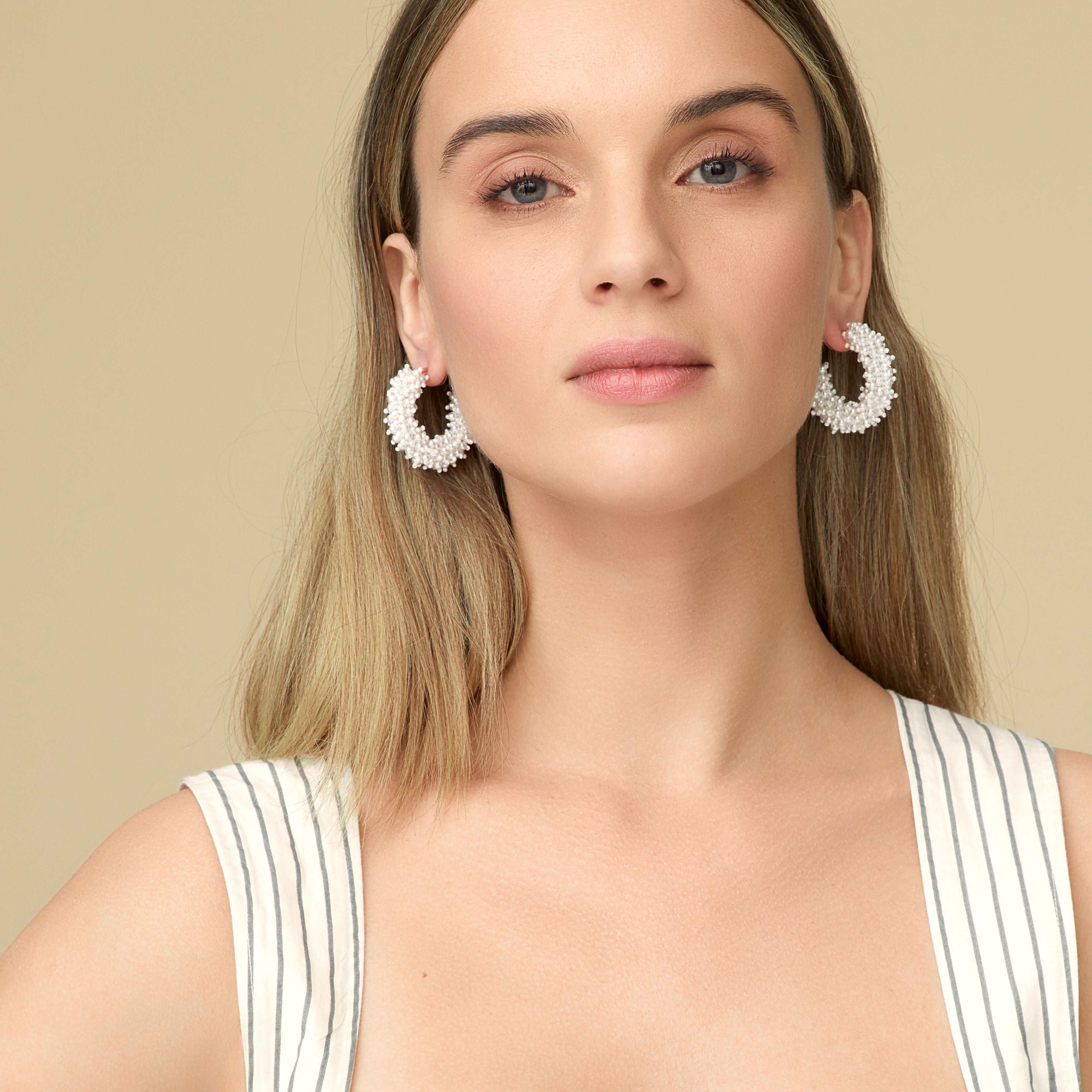 Mignonne Gavigan Taylor Mini Hoop Earrings in white gold color