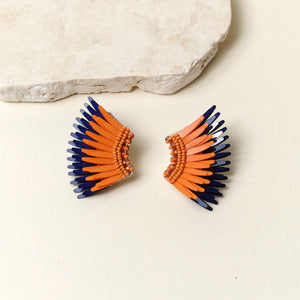 Mini Madeline Earrings Orange Navy