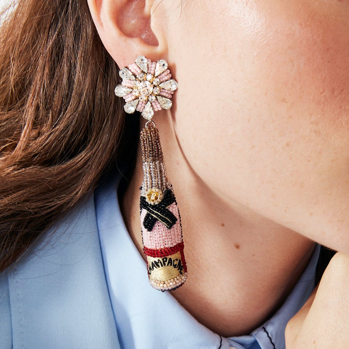 Mignonne Gavigan Rosé Champagne Earring in Blush