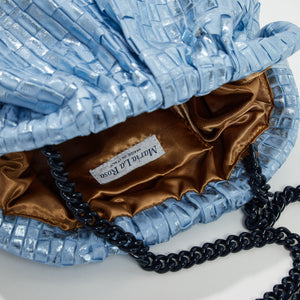 Maria La Rosa Handbags Game Laminated Metallic Blue